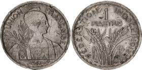 French Indochina 1 Piastre 1947
KM# 32.2 (reeded edge), N# 4509; Copper-nickel; Paris Mint; UNC Toned