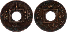 Hong Kong 1 Mil 1866 VR
KM# 3, N# 21696; Bronze; VF-XF