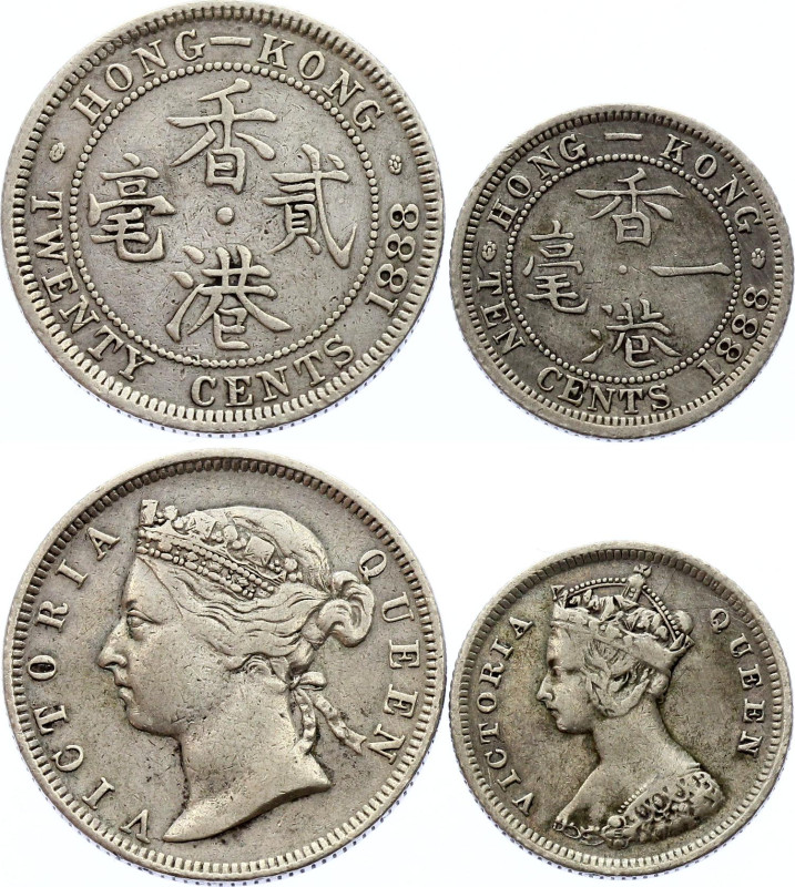 Hong Kong 10 - 20 Cents 1888
Silver; Victoria