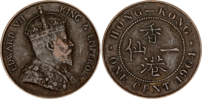 Hong Kong 1 Cent 1904 H
KM# 11, Schön# 1, N# 7071; Bronze; Edward VII; Heaton's...