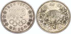 Japan 1000 Yen 1964
Y# 80, N# 14007; Silver; 1964 Summer Olympics, Tokyo; UNC, Toning.