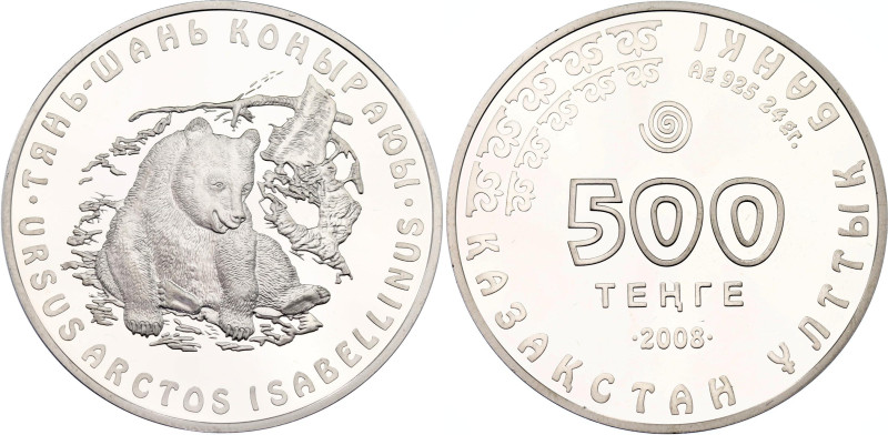 Kazakhstan 500 Tenge 2008 with Original Case
KM# 100, N# 16693; Silver; Tien Sh...