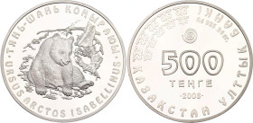 Kazakhstan 500 Tenge 2008 with Original Case
KM# 100, N# 16693; Silver; Tien Shan Brown Bear - Ursus Arctos Isabellinus; Ust-Kamenogorsk Mint; Mintag...