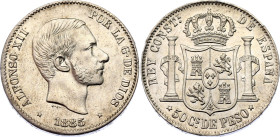 Philippines 50 Centimos de Peso 1885
KM# 150, N# 33991; Silver; Alfonso XII; UNC.