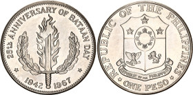 Philippines 1 Peso 1967 San Francisco
KM# 195, Schön# 33, N# 18100; Silver; 25th Anniversary of Bataan Day; mintage 100000 pcs; Prooflike