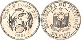 Philippines 25 Piso 1981
KM# 232, N# 47676; Silver., Proof; World Food Day - FAO