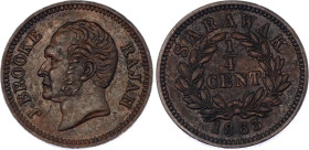 Sarawak 1/4 Cent 1863
KM# 1, N# 17935; Copper; James Brooke Rajah; UNC, Nice Toning