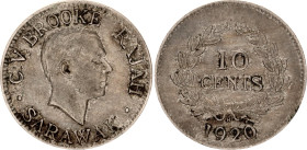Sarawak 10 Cents 1920 H Birmingham
KM# 16, Schön# 10, Pr# 21, Y# 17, N# 12522; Copper-Nickel; Charles Vyner Brooke (1917-1946); VF+