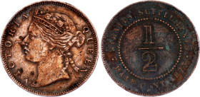 Straits Settlements 1/2 Cent 1873
KM# 8, N# 15527; Copper; XF
