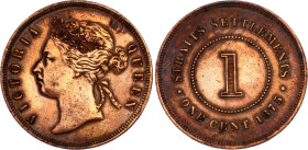 Straits Settlements 1 Cent 1875
KM# 9, N# 3363; Copper; XF