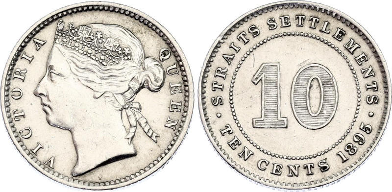 Straits Settlements 10 Cents 1895
KM# 11; N# 11570; Silver; AUNC