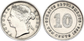 Straits Settlements 10 Cents 1895
KM# 11; N# 11570; Silver; AUNC