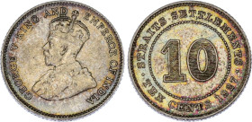 Straits Settlements 10 Cents 1927
KM# 29b, N# 4503; Silver; George V; AUNC, Rainbow Toning, scratches.
