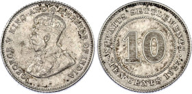 Straits Settlements 10 Cents 1927
KM# 29b, N# 4503; Silver; George V; London Mint; XF-AUNC