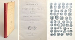 Svoronos, J.N.

Ta Nomismata tou Kratous ton Ptolemaion. 4. Band. Die Münzen der Ptolemaeer. Athen 1908. LXVIII Spalten, 622 + 80 Spalten, 4 Tfn., 1...