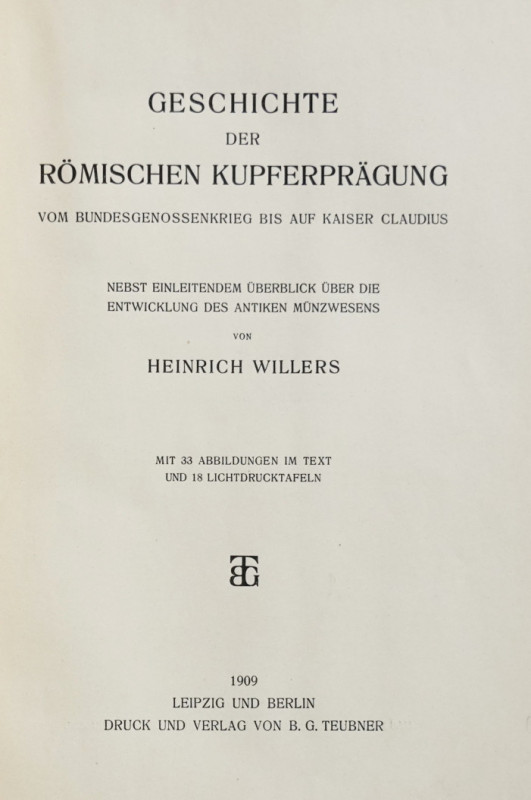Willers, H.


Geschichte der römischen Kupferprägung. Vom Bundesgenossenkrieg...