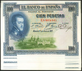 Conjunto de 10 billetes correlativos de 100 Pesetas emitidos el 1 de Julio de 1925 con la serie E (Edifil 2021: 350), conservando todo su apresto orig...