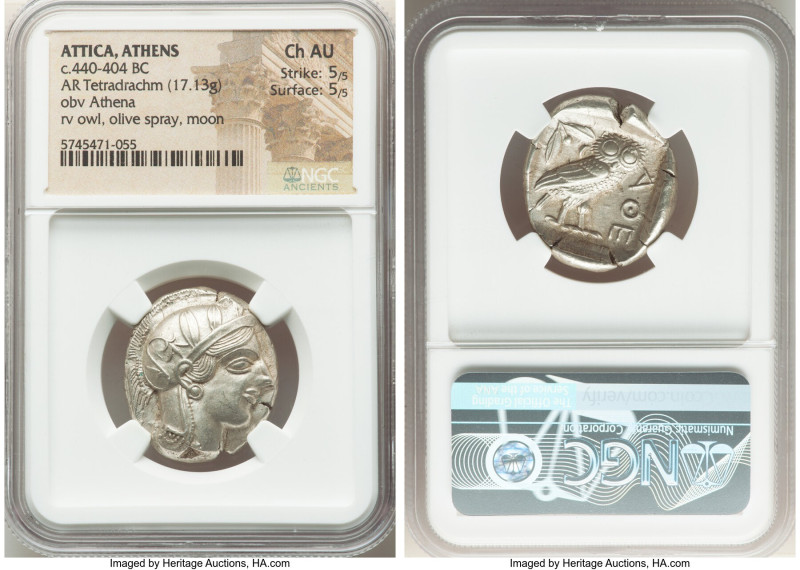 ATTICA. Athens. Ca. 440-404 BC. AR tetradrachm (26mm, 17.13 gm, 7h). NGC Choice ...