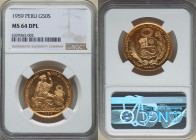 Republic gold 50 Soles 1959 MS64 Deep Mirrored Prooflike NGC, Lima mint, KM230. Mintage: 5,734. 

HID09801242017

© 2022 Heritage Auctions | All R...