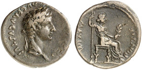 RÖMISCHE MÜNZEN. RÖMISCHE KAISERZEIT. Tiberius, 14 - 37. 
Ein drittes, ähnliches Exemplar.
2,85 g kl. Prägeschwäche am Rand, ss