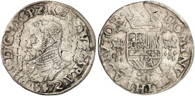 EUROPA. BELGIEN. - BRABANT. Philipp II. von Spanien, 1555-1598. 
1/2 Écu Philippe 1572, Antwerpen.
Delm. 51 kl. Sfr., f. ss