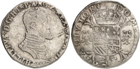 EUROPA. - FLANDERN. Philipp II. von Spanien, 1555-1598. 
Écu Philippe 1557, Brügge.
Dav. 8644, Delm. 34a R ! ss