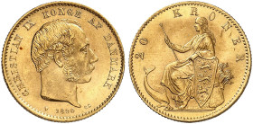 EUROPA. DÄNEMARK. Christian IX., 1863-1906. 
20 Kroner 1890.
Friedb. 295, Hede 8 A, Schlumb. 67 Gold f. St