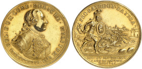 EUROPA. ENGLAND. George II., 1727-1760. 
Goldmedaille 1745 (von J. H. Wolff, 36,7 mm, 21,7 g), auf die Eroberung der durch die Jakobiten besetzten St...