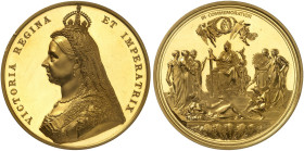 EUROPA. ENGLAND. Victoria, 1837-1901. 
Goldmedaille 1887 (von J. E. Boehm u. F. Leighton, 58,4 mm, 86,7 g), auf das 50-jährige Regierungsjubiläum. Ge...