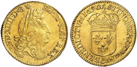 EUROPA. FRANKREICH. - Königreich. Louis XIV., 1643-1715. 
Louis d'or à l'écu 1690, A - Paris.
Friedb. 429, Dupl. 1435 A, Gad. 250 Gold kl. Prüfspur,...