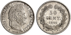 EUROPA. FRANKREICH. - Königreich. Louis Philippe I., 1830-1848. 
50 Centimes 1845, W - Lille.
Gad. 410 ss