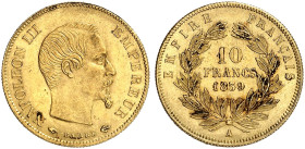 EUROPA. FRANKREICH. - Königreich. Napoléon III., 1852-1870. 
10 Francs à la tête nue 1859, A - Paris.
Friedb. 576a, Gad. 1014, Schlumb. 299 Gold vz...