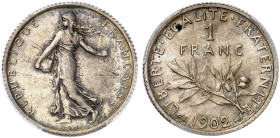 EUROPA. FRANKREICH. III. République, 1871-1940. 
1 Franc type Semeuse 1902.
Gad. 467 PCGS MS 65, St