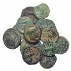 Lote de 13 monedas tamaño 1/2 calco a calco. Grecia, Cartago, norte de África y Judea. De RC a BC+.
