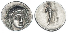 SÁTRAPAS DE CARIA. Pixodaros. Didracma (340-334 a.C.). A/ Cabeza laureada de Apolo. R/ Zeus con labrys y cetro a der., delante: PIXWDAROU. AR. 7,01 g....