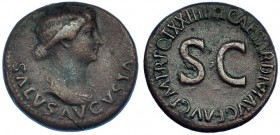 LIVIA, esposa de Augusto. Dupondio. Roma (22-23 d.C.). Acuñada bajo Tiberio. A/ Busto drapeado a der.; SALVS AVGVSTA. R/ S.C., alrededor: TI CAESAR DI...