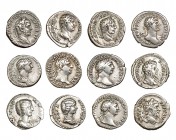 Lote de 12 denarios: Trajano (4), Adriano (2), Septimio Severo (2), Caracalla (2) y Julia Domna (2). MBC-/MBC+.