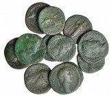 Lote de 12 monedas: Antonino Pío (5), Marco Aurelio (3), Faustina madre, Faustina hija, Crispina y Cómodo. Buenas pátinas. BC+.