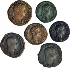 Lote de 6 bronces de Alejandro Severo: sestercio (3), dupondio y as (2). BC+.