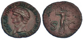 CLAUDIO I. As. Roma (41-50). R/ Minerva avanzando a der. con escudo y jabalina; S.C. RIC-100. Pátina rojiza. EBC-/MBC+.