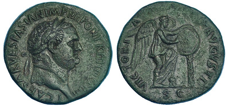 TITO. Sestercio. Roma (72). Acuñada bajo Vespasiano. A/ T. CAESAR VESPASIAN. IMP...