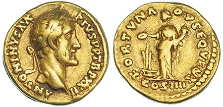 ANTONINO PIO. Áureo. Roma (158-159). A/ Busto laureado a der.; ANTONINVS AVG. PI...