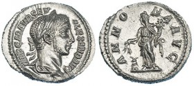 ALEJANDRO SEVERO. Denario. Roma (233-235). R/ La Abundancia sosteniendo cornucopia y espigas sobre modius; ANNONA AVG. RIC-133. CH-23. SC.
