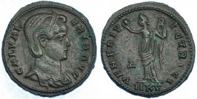 GALERIA VALERIA, esposa de Galerio Maximiano. Follis. Cyzicus (308-311). R/ VENERI VICTRICI; D en el campo, MKV en el exergo. RIC-46. MBC+. Escasa.