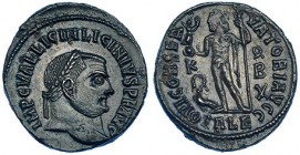 LICINIO I. Follis reducido. Alejandría (315-316). Marcas: k-corona, AX, águila a los pies. RIC-14. EBC.