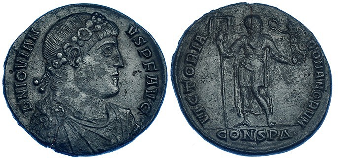 JOVIANO. Maiorina. Constantinopla (363-364). A/ Busto diademado, drapeado y con ...