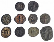 Imitación árabe del follis de Bizancio: Constans II (9), Heraclio y Heraclio Constantino. Total 9 monedas. Ex colección Dattari. Calidad media. BC+....