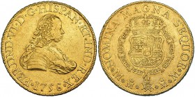 8 escudos. 1756. México. MM. VI-606. R.B.O. MBC/MBC+.