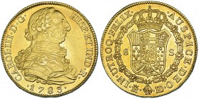 8 escudos. 1783. Madrid. JD. VI-1627. Pequeñas marcas. B.O. EBC/EBC+. Rara.