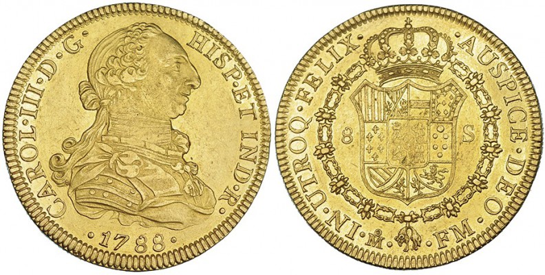 8 escudos. 1788. México. FM. VI-1667. B.O. EBC. Escasa.